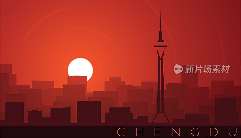 Chengdu Low Sun Skyline Scene